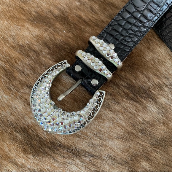 BB Simon black belt with rhinestones buckle - Picture 5 of 11